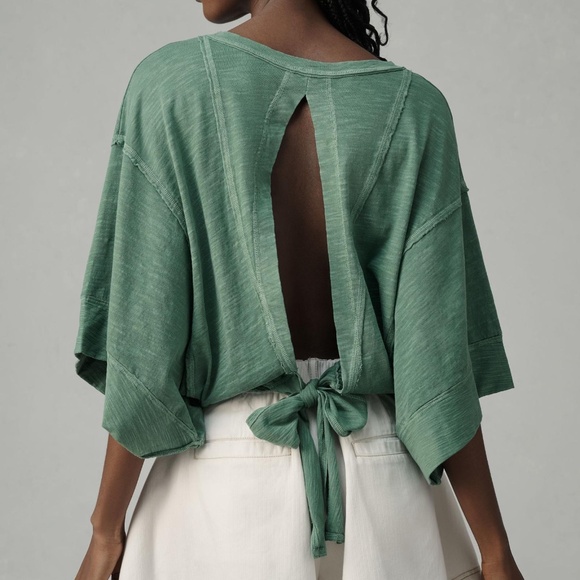 Anthropologie Pilcro Oversized Square Sleeve top with back tie - Picture 3 of 3